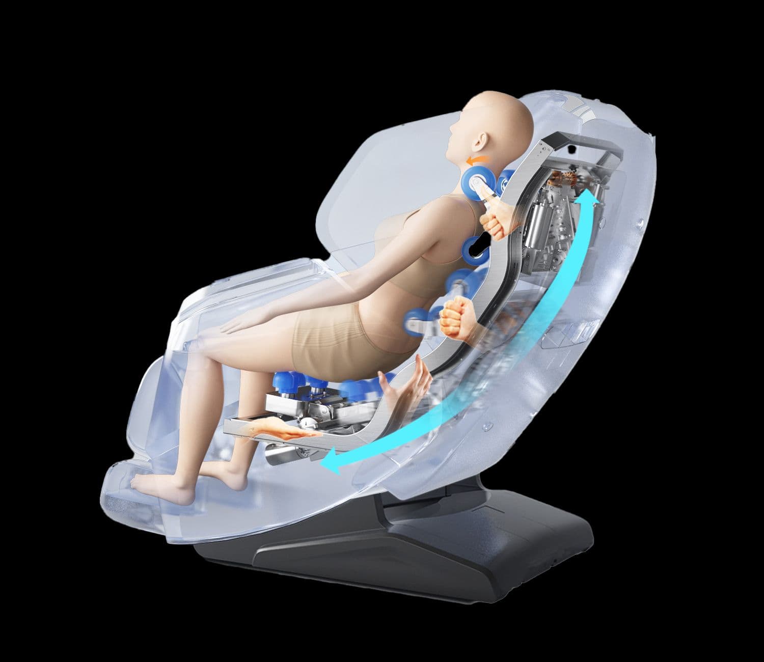 Massaggio 4D con due meccanismi di massaggio separati